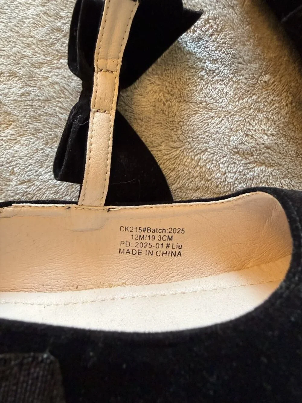 Kiderence Black Velvet Bow Mary Jane Girls US 12M Pre-Owned